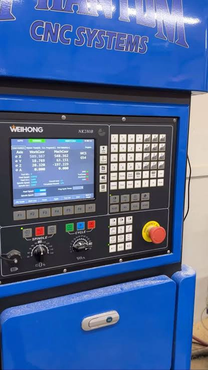 CNC control screen showing cutting time and part count