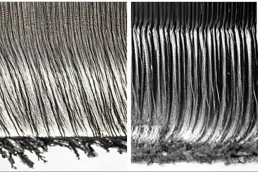 Rough cut edge with dross and slag caused by insufficient laser cutting power