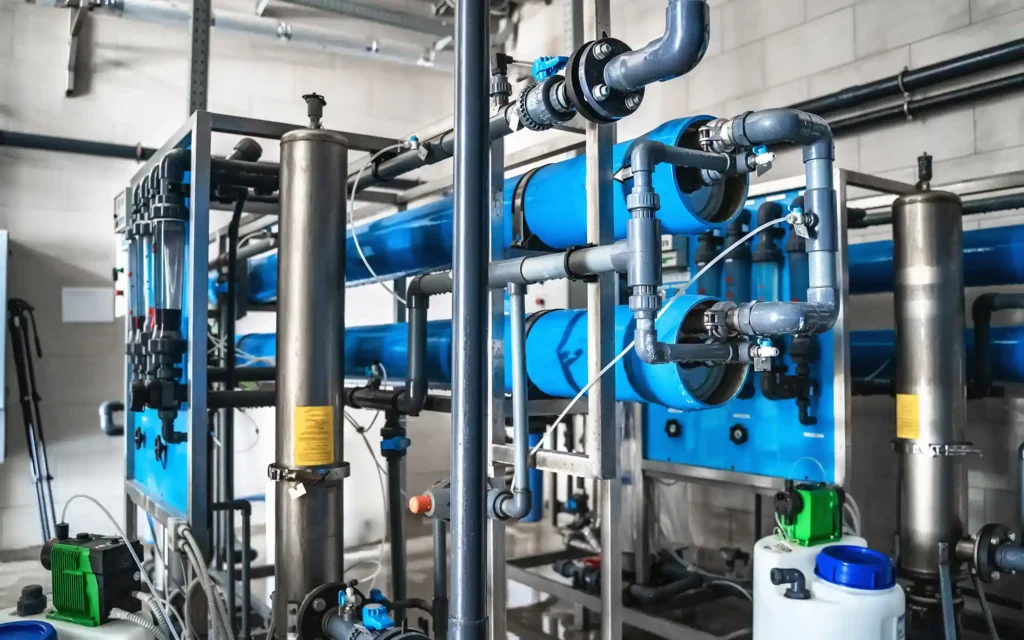 Insulated piping and valves on a liquid nitrogen storage tank