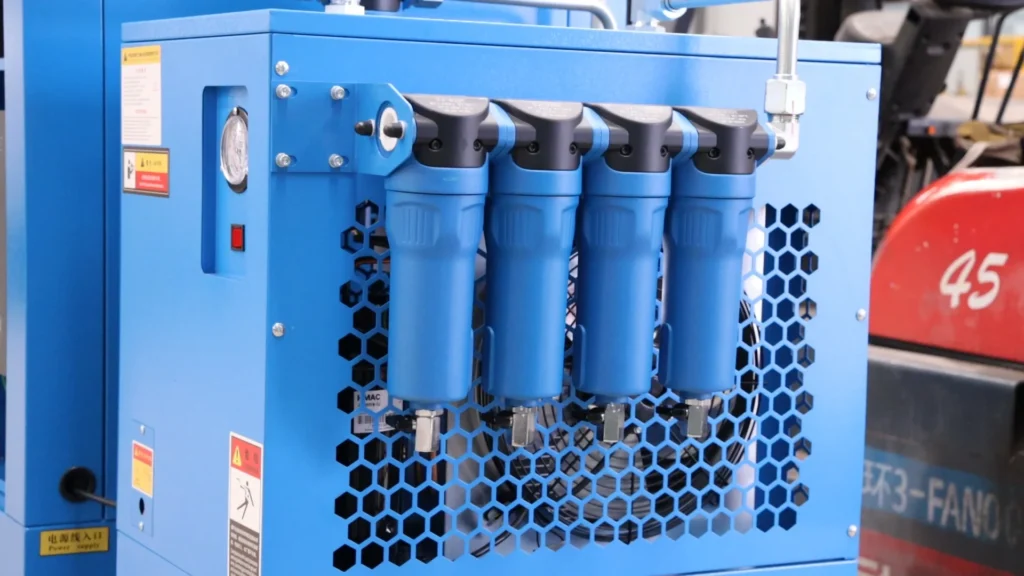 Multi-stage compressed air filtration array for laser cutting
