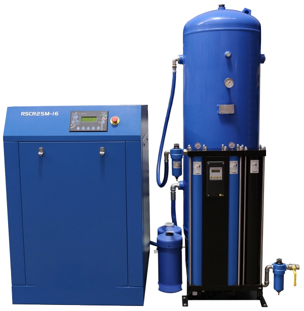 Liquid nitrogen storage tank and an air compressor system in the same workshop