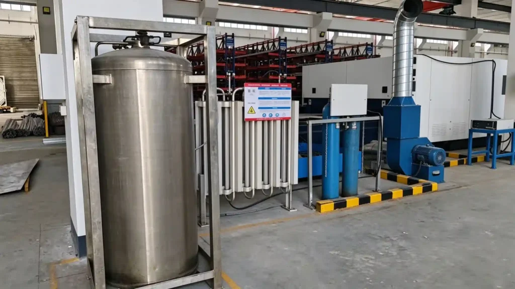 Industrial liquid oxygen and nitrogen bulk gas supply manifold for high power fiber laser cutting